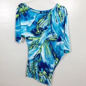 B Sharp Asymmetrical mixed pattern Top NWOT